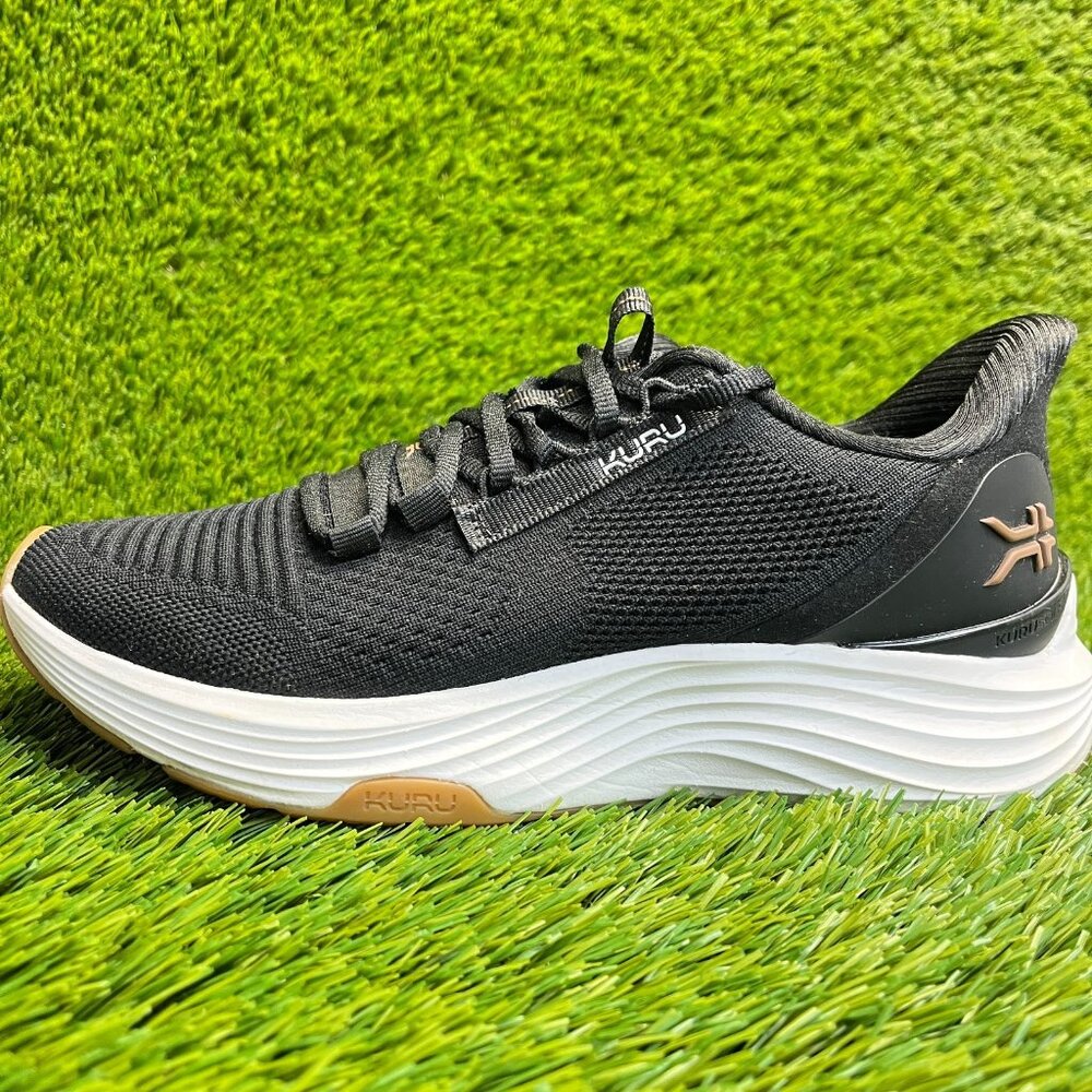 KURU Black and White Athletic Running Shoe with Rose Gold Logo - Picture 3 of 10